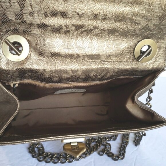 Escada Gold Python Snakeskin Lace Crossbody Bag / Luxury Handbag - Picture 11 of 16